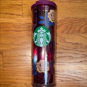 Limited Edition Starbucks Fall 2020 Acrylic Tumbler Purple Blue Roses